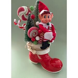 Price Reduced Handmade Vintage Christmas Boot Assemblage Elf